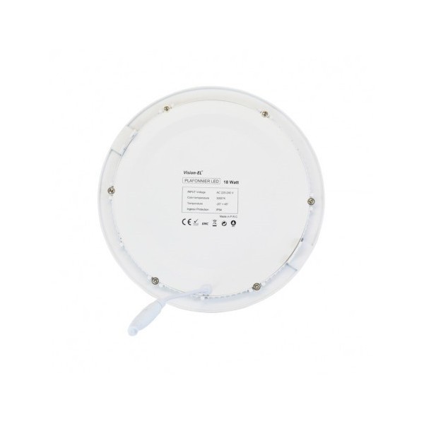 Encastré LED rond - Ø225  - 18W - 3000°K - alu blanc - Vision El