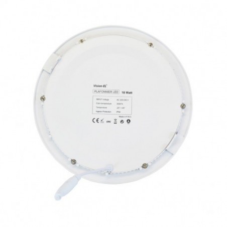 Encastré LED rond - Ø225  - 18W - 3000°K - alu blanc - Vision El