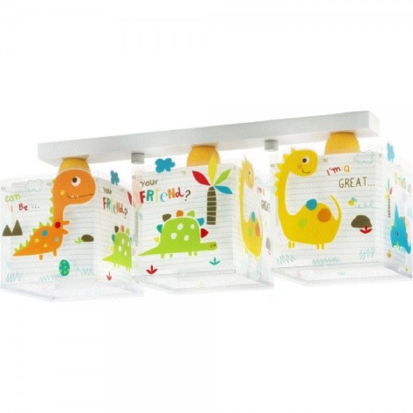 Plafonnier enfant DINOS - 3XE27 60W - PVC - Dalber