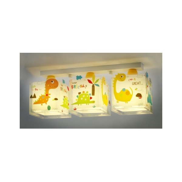 Plafonnier enfant DINOS - 3XE27 60W - PVC - Dalber