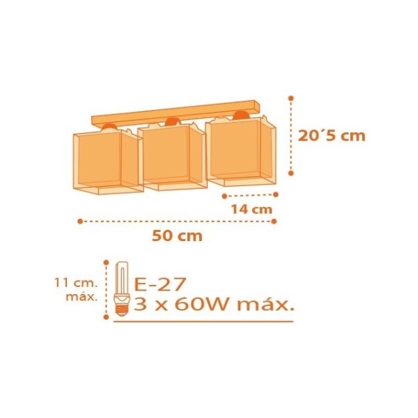 Plafonnier enfant DINOS - 3XE27 60W - PVC - Dalber